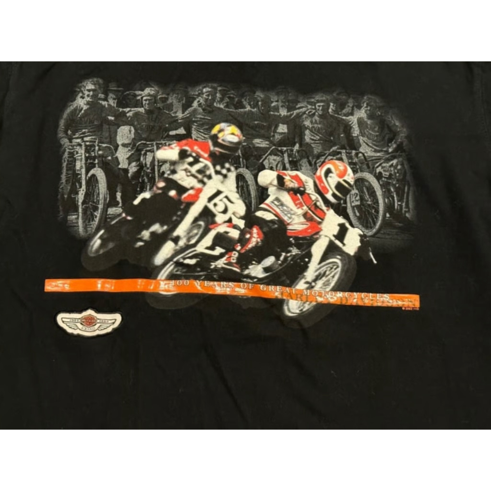 Harley-Davidson Women's 100th Anniversary Long Sleeve Shirt Black Racing Sz L - Picture 7 of 7